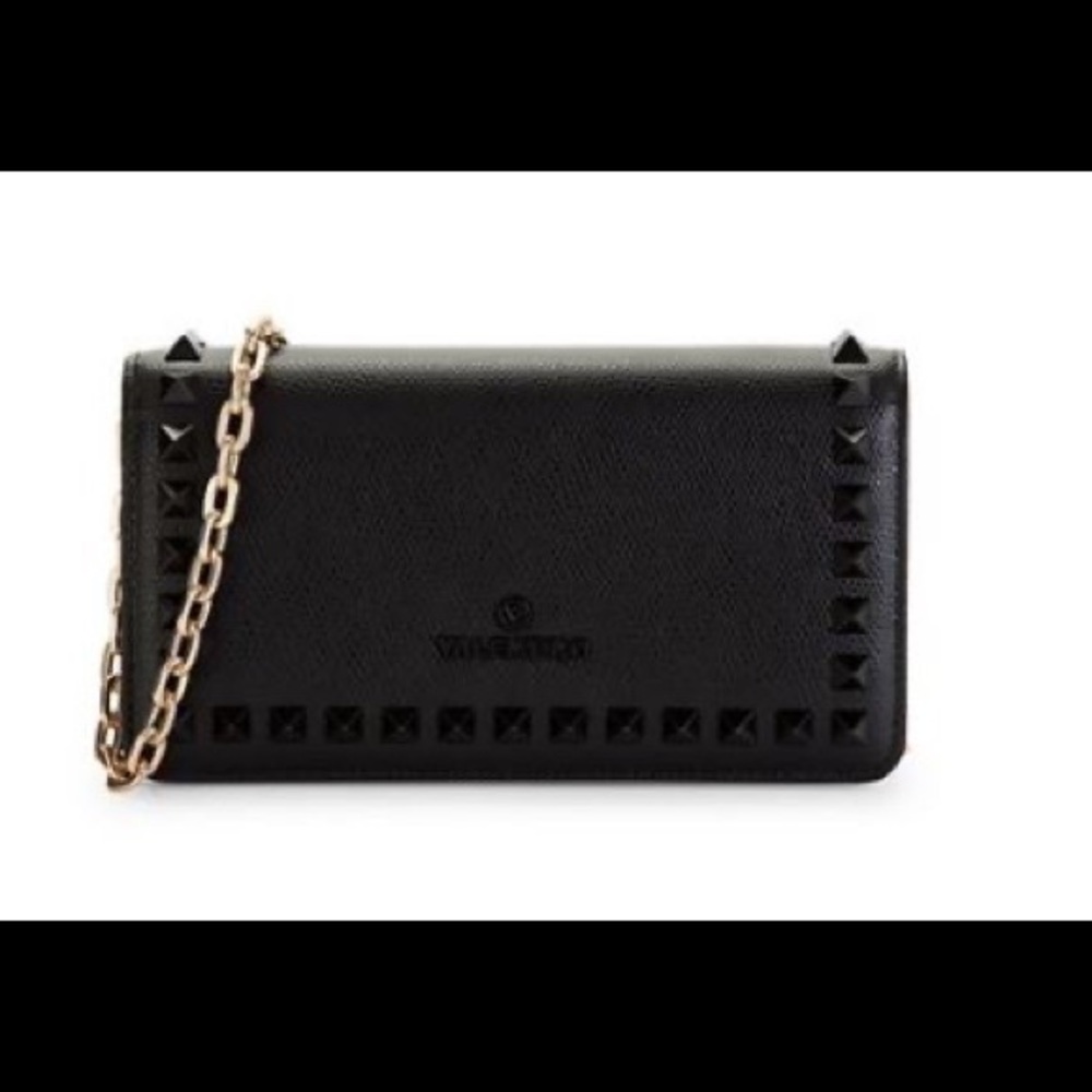 Authentic Valentino Ibty Palmellato Leather Chain Wallet